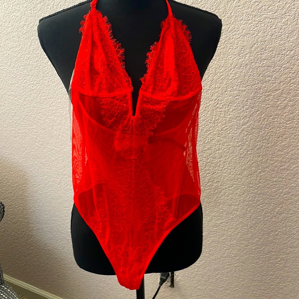 Victoria’s Secret red lace bodysuit